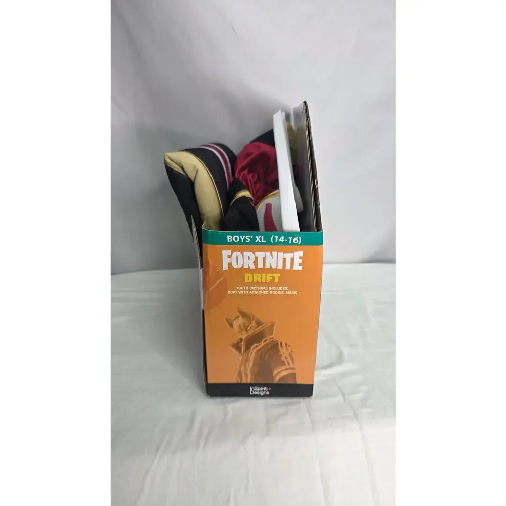 Fortnite Drift Youth Costume XL 14-16  Plastic Mask Jumpsuit Halloween New